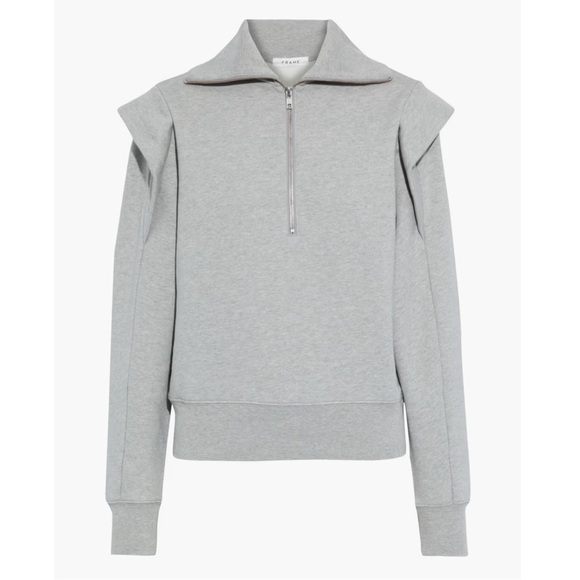 FRAME Sporty Zip cotton-blend fleece sweatshirt Sz SM - Picture 1 of 14